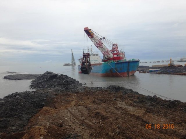 Dredging Works using Grab Dredger